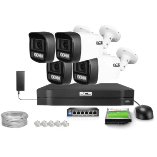 Zestaw do monitoringu  IP BCS Line 4x BCS-L-TIP14FCL5-Ai1, 4Mpx, NightColor 2.0, WhiteLight