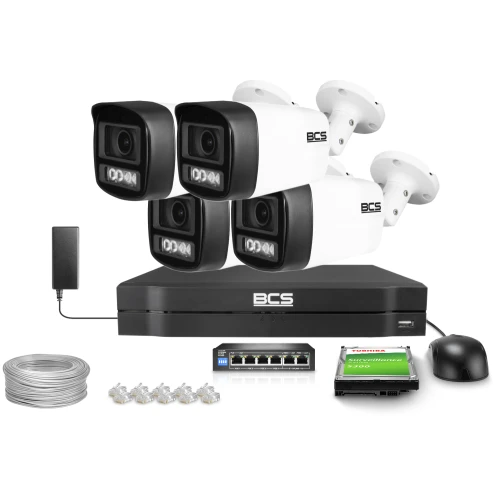 Zestaw do monitoringu  IP BCS Line 4x BCS-L-TIP14FCL5-Ai1, 4Mpx, NightColor 2.0, WhiteLight