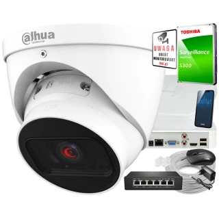 Zestaw do monitoringu z kamerą kopułkową 2 Mpx IPC-HDW1230T-ZS-2812-S5 i akcesoriami