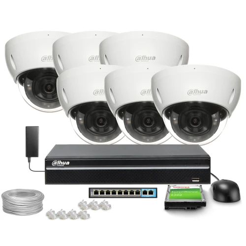 Zestaw do monitoringu IP Dahua 6x IPC-HDBW2649E-S-IL-0280B 6Mpx, Smart Dual Illuminators 30m 