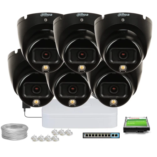 Zestaw do monitoringu IP Dahua 6x IPC-HDW1839T-A-IL-0280B-S6 Black Smart Dual Light 8 Mpx 2.8mm Dahua