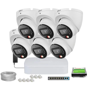 Zestaw do monitoringu IP Dahua 6x IPC-HDW1839T-A-IL-0280B-S6 Smart Dual Light 8 Mpx 2.8mm Dahua