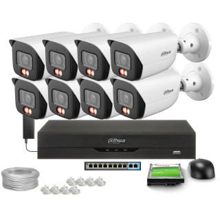 Zestaw do monitoringu IP Dahua 8x IPC-HFW3649E-AS-IL-0280B 6Mpx, Smart Dual Light 30m Full-Color + AcuPick 