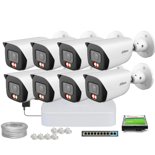 Zestaw do monitoringu IP Dahua 8x IPC-HFW3849E-AS-IL-0280B 6Mpx, Smart Dual Light 30m Full-Color + AcuPick 