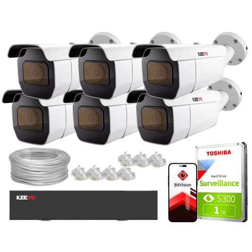 Zestaw do monitoringu IP KEEYO 6x LV-V-IP5M6TF-AI-B 5Mpx, IR 60m