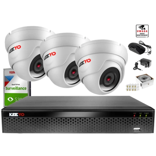 Zestaw do monitoringu IP 3x LV-IP2M2DFE-IV Full HD, 1x LV-NVR9418S-4P KEEYO