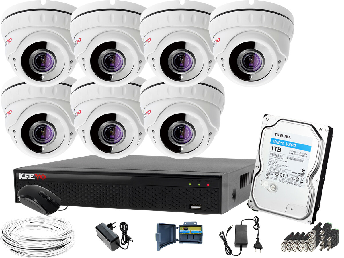 Zestaw monitoringu: zestaw do monitoringu: Rejestrator LV-XVR84S, 7x Kamera LV-AL40HVDW-S, 1TB, akces