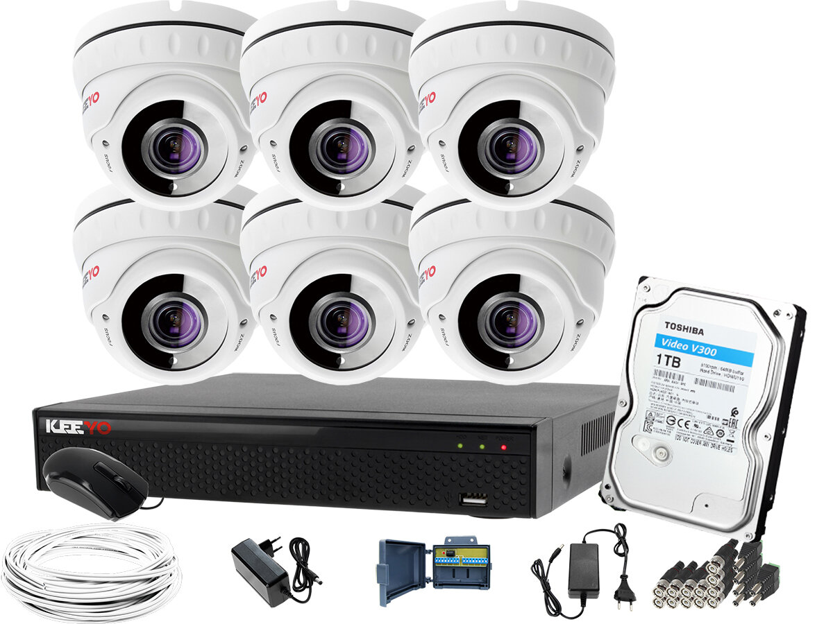 Zestaw monitoringu: Zestaw do monitoringu: Rejestrator LV-XVR84S, 6x Kamera LV-AL40HVDW-S, 1TB, akces