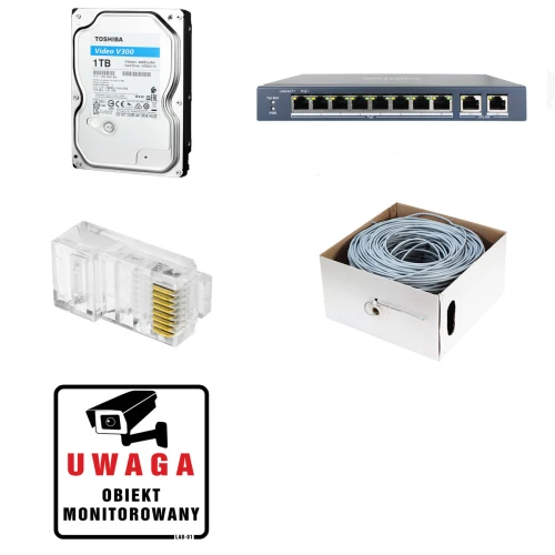Monitoring CCTV dla firm, biur, domów Hikvision Hiwatch Rejestrator IP HWN-4108MH + 6x Kamera 4MPx HWI-B640H-V + Akcesoria
