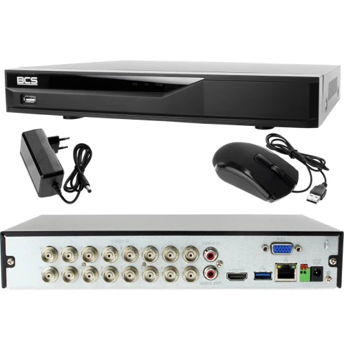 Monitoring Full HD BCS Basic Full HD 2MPx 1TB H265  8 x BCS-B-MT22800 2.8mm IR 30m Rejestrator 16 kanałowy
