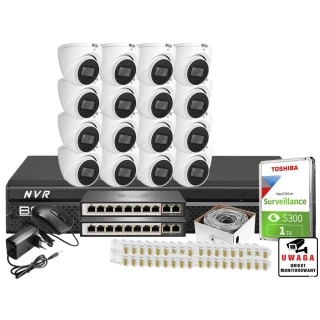 Zestaw do monitoringu: Rejestrator BCS-L-NVR1601-4KE + 16x Kamera BCS-DMIP1201IR-E-V +1TB