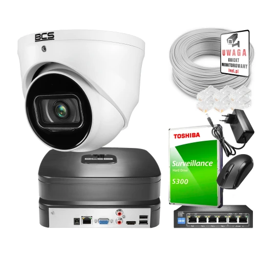 Zestaw do monitoringu z kamerą kopułkową 5 Mpx Kamera BCS-DMIP2501IR-E-Ai akcesoriami