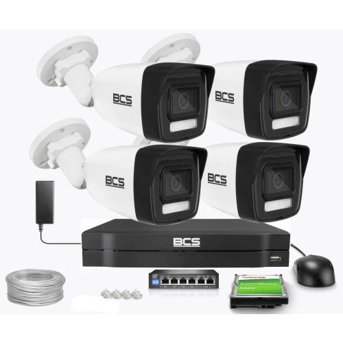 Zestaw do monitroingu BCS View 4x BCS-V-TIP14FSR3L3(2), 4Mpx, WDR 120dB, WhiteLight 30m