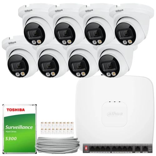 Zestaw IP Dahua 8x IPC-HDW2649TM-S-IL-0280B, AI, Smart Dual Light, Color Full