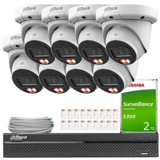 Zestaw IP Dahua 8x IPC-HDW3649QM-S-IL-0280B, AI, Smart Dual Light, Color Full, AcuPick, SMD 4,0