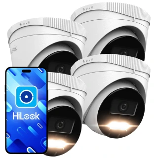 Zestaw kamer kopułowych IP HiLook by Hikvision 4x IPCAM-T4-30DL 4Mpx Dual-Light 30m 