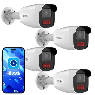 Zestaw kamer tubowych IP HiLook by Hikvision 4x IPCAM-B4-50IR, IR 50m, 4Mpx 