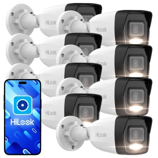 Zestaw kamer tubowych IP HiLook by Hikvision 8x IPCAM-B6-30DL 6Mpx Smart Hybrid-Light 30m 