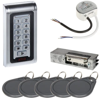 Zestaw kontroli dostępu ATLO-KRM-821, zasilacz, elektrozaczep, karty dostępu