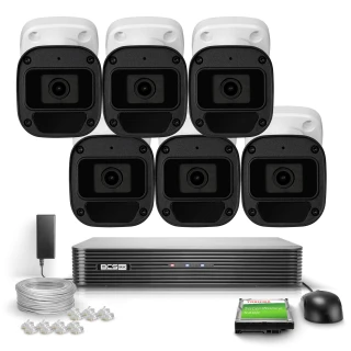 Zestaw monitoring 6x Kamera BCS-B-TIP12FR3(2.0) Full HD IR 30m Audio PoE 1TB