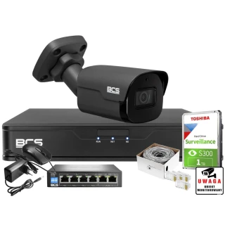 Zestaw monitoring domu, gebinetu BCS Point Rejestrator IP + 1x Kamera 4 MPx + Akcesoria