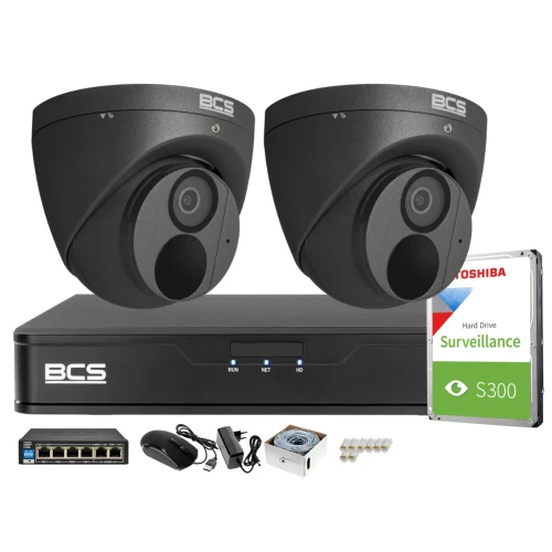 Zestaw monitoringu BCS Point Rejestrator IP BCS-P-NVR0401-4K-E + 2x Kamera 4K + Akcesoria
