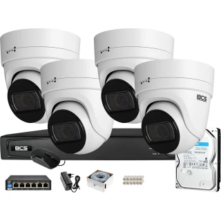 Zestaw monitoringu BCS View Rejestrator IP 4x Kamera 4 Mpx BCS-V-EI436IR3