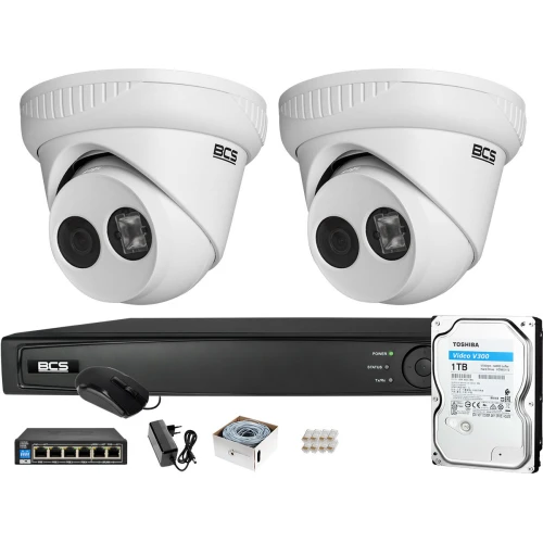 Zestaw monitoringu BCS View Rejestrator IP 2x Kamera 4mpx BCS-V-EI421IR3