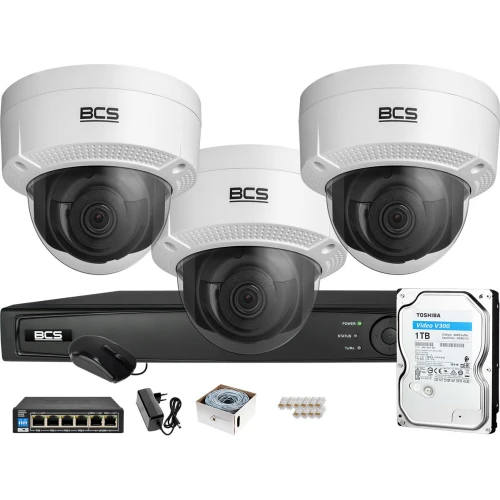 Zestaw monitoringu BCS View Rejestrator IP 3x Kamera 4K BCS-V-DI831IR3