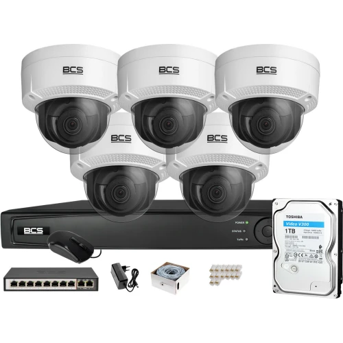 Zestaw monitoringu BCS View Rejestrator IP 5x Kamera 2MP BCS-V-DI221IR3