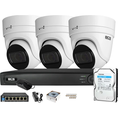 Zestaw monitoringu BCS View Rejestrator IP 3x Kamera 4 Mpx BCS-V-EI436IR3