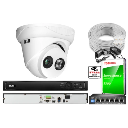 Zestaw do monitoringu z kamerą kopułkową 2 Mpx BCS-V-EI221IR3 akcesoriami