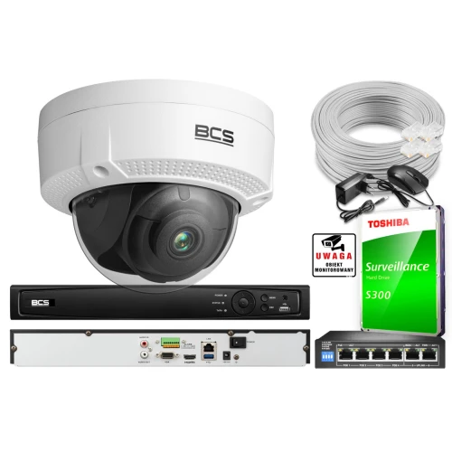 Zestaw do monitoringu z kamerą kopułkową 4 Mpx BCS-V-DI421IR3 akcesoriami