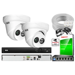 Zestaw monitoringu BCS View Rejestrator IP 2x Kamera FullHD BCS-V-EI221IR3