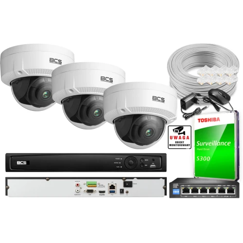 Zestaw monitoringu BCS View Rejestrator IP 3x Kamera 4 Mpx BCS-V-DI421IR3