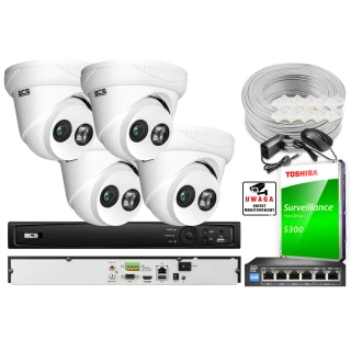 Zestaw monitoringu BCS View Rejestrator IP 4x Kamera 2MP BCS-V-EI221IR3