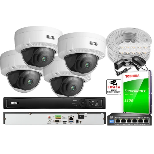 Zestaw monitoringu BCS View Rejestrator IP 4x Kamera 2MP BCS-V-DI221IR3
