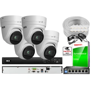 Zestaw monitoringu BCS View Rejestrator IP 4x Kamera 2MP BCS-V-EI236IR3