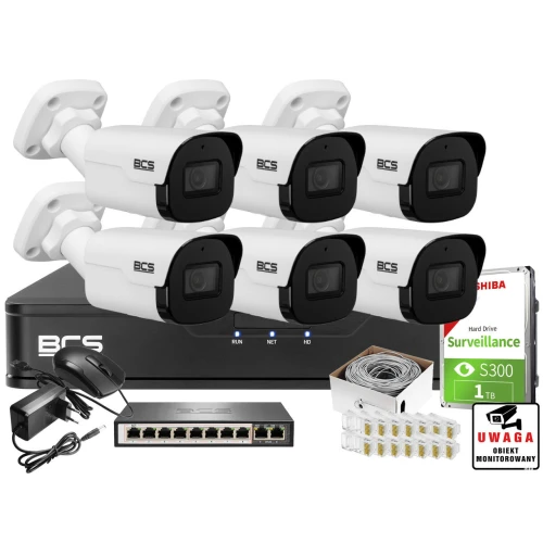 Zestaw monitoringu do domu Rejestrator IP + 6x Kamera 5MPx + Akcesoria