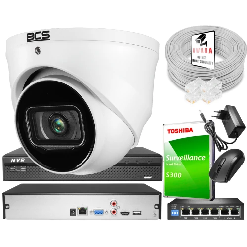 Zestaw do monitoringu z kamerą kopułkową 2 Mpx BCS-DMIP1201IR-E-V i akcesoriami