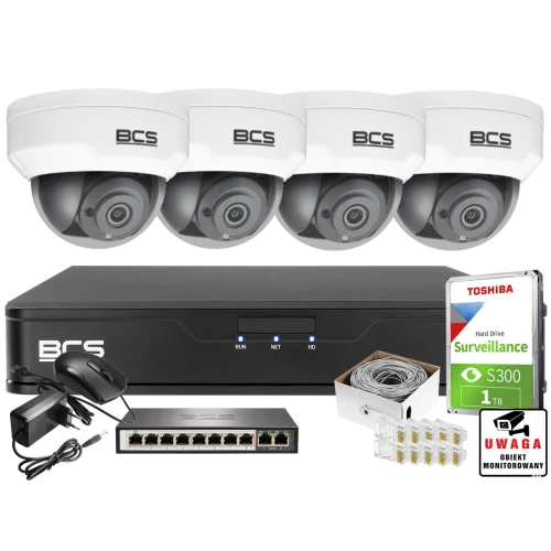 Zestaw monitoringu obraz i dźwięk firmy sklepu domu H.265 BCS Point 4x Kamera BCS-P-DIP22FSR3-Ai1 + Akcesoria