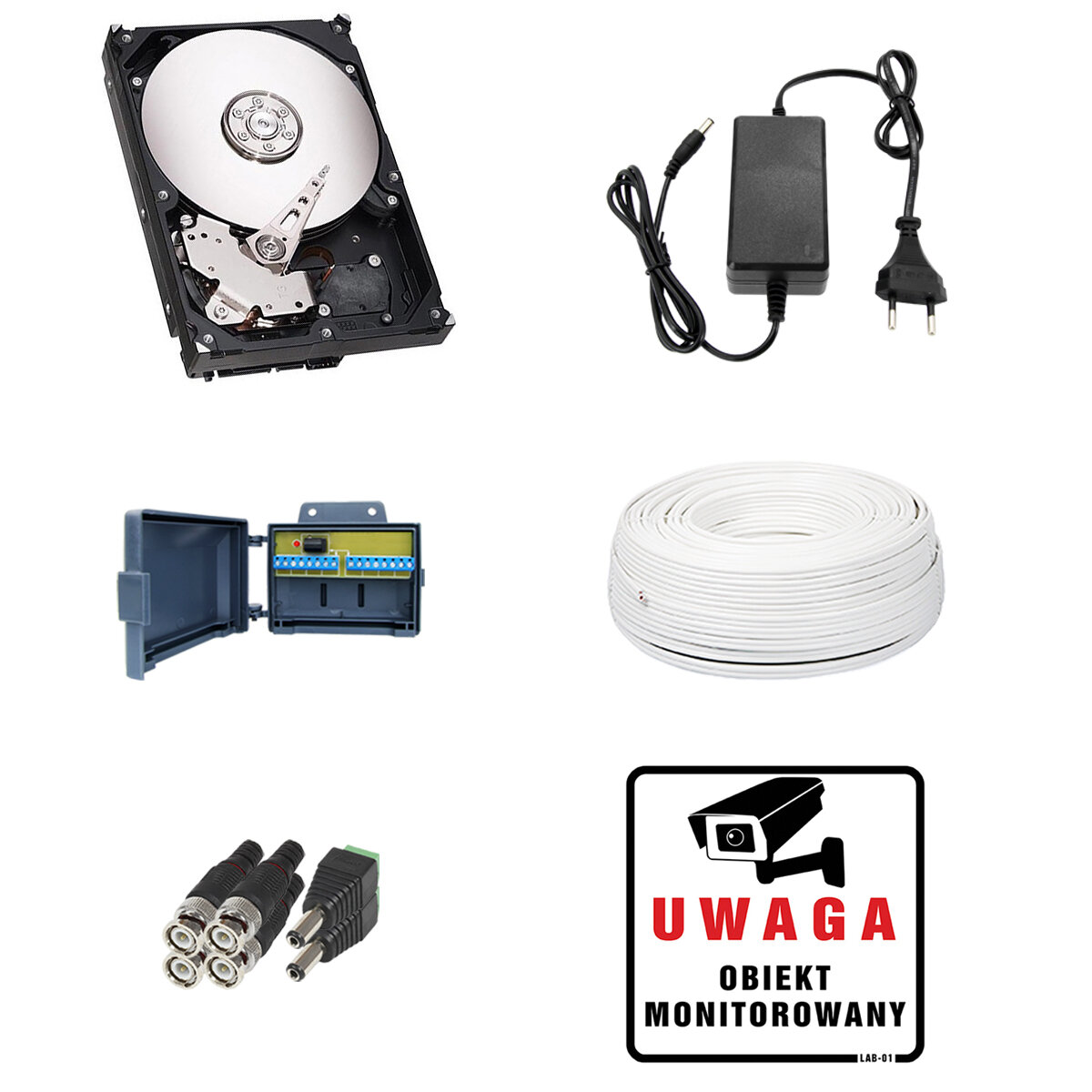Akcesoria: Zestaw do monitoringu: Rejestrator LV-XVR44S, 2x Kamera LV-AL30HTW-S, 500GB, akces