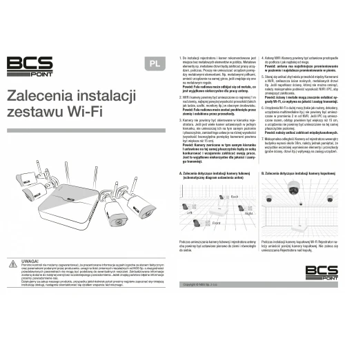 Zestaw monitoringu WIFI IP BCS Point FullHD BCS-P-WIFI4X2M-KIT