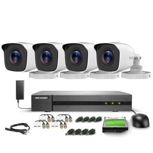 Zestaw do monitoringu Hikvision HD, AHD, CVI rejestrator 4 kanałowy, 4 x TVICAM-B2M, 1TB, Akcesoria