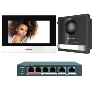 Zestaw wideodomofonowy IP Hikvision FullHD DS-KD8003-IME1/SURFACE Monitor i Switch PoE