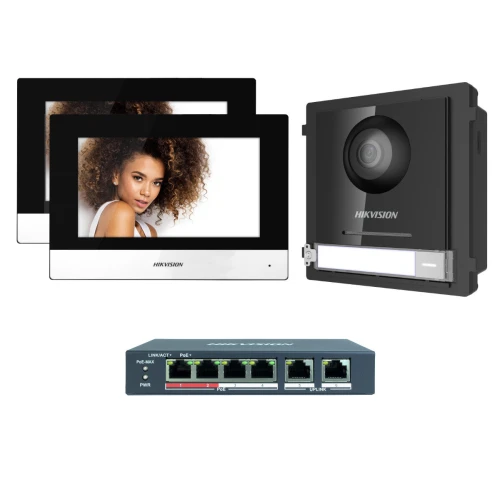 Zestaw wideodomofonowy IP Hikvision FullHD DS-KD8003-IME1/SURFACE 2x Monitor i Switch PoE