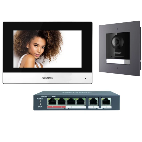 Zestaw wideodomofonowy IP Hikvision FullHD DS-KD8003-IME1/FLUSH Monitorem i Switchem PoE