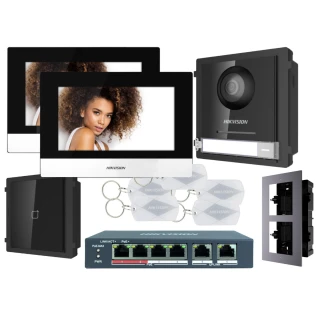 Zestaw wideodomofonowy IP Hikvision FullHD z czytnikiem zbliżeniowym DS-KD8003-IME1 2x Monitor i akcesoria