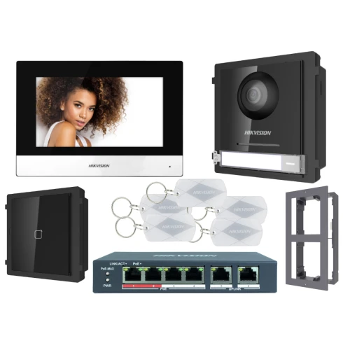 Zestaw wideodomofonowy IP Hikvision FullHD z czytnikiem zbliżeniowym DS-KD8003-IME1 z Monitorem i akcesoria