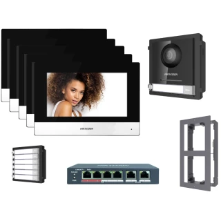 Zestaw 5-rodzinny wideodomofonowy IP Hikvision FullHD DS-KD8003-IME1 z 5x Monitor i akcesoria